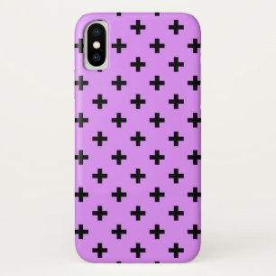 Black polka crosses on lilac iPhone x case