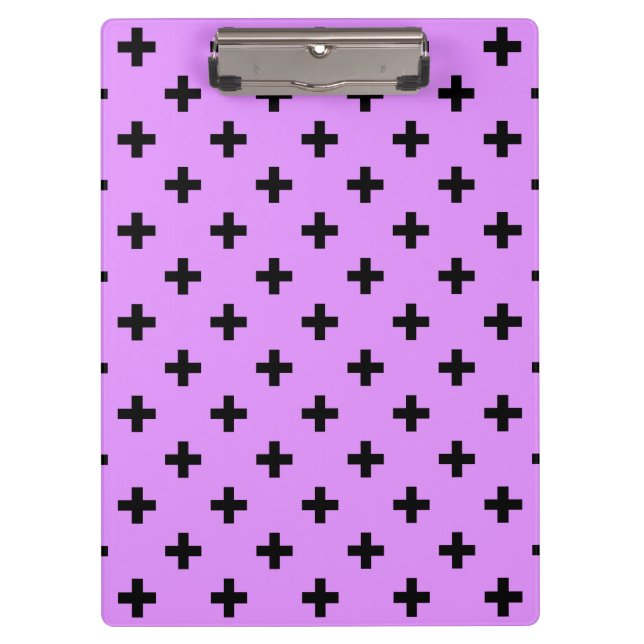 Black polka crosses on lilac clipboard (Front)