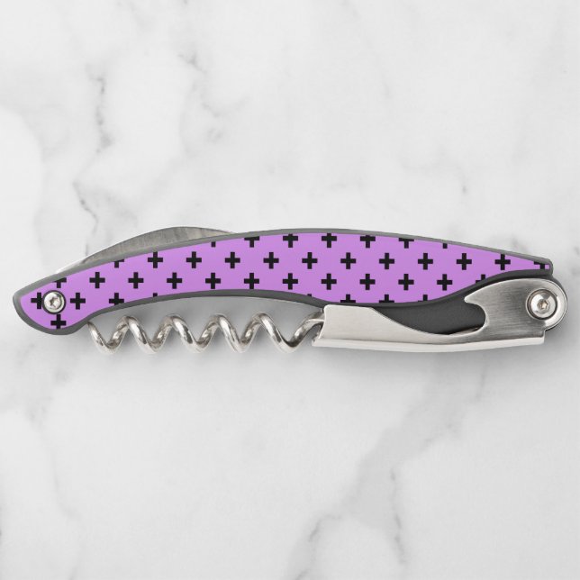 Black polka crosses on lilac corkscrew (Back)