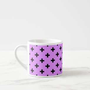 Black polka crosses on lilac espresso cup