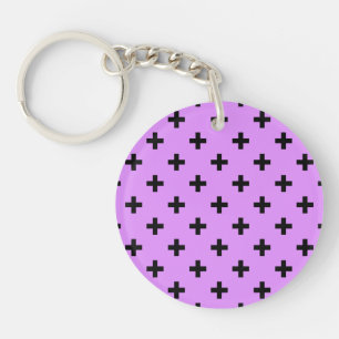 Black polka crosses on lilac key ring