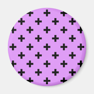 Black polka crosses on lilac magnet
