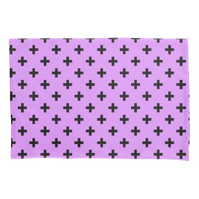 Black polka crosses on lilac pillowcase (Front)