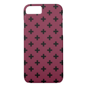 Black polka crosses on mulberry iPhone 8/7 case