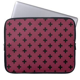 Black polka crosses on mulberry laptop sleeve