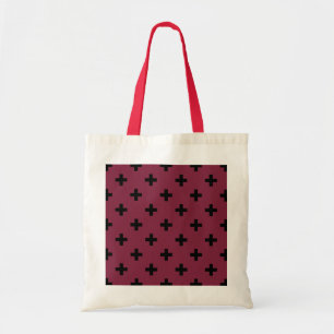Black polka crosses on mulberry tote bag