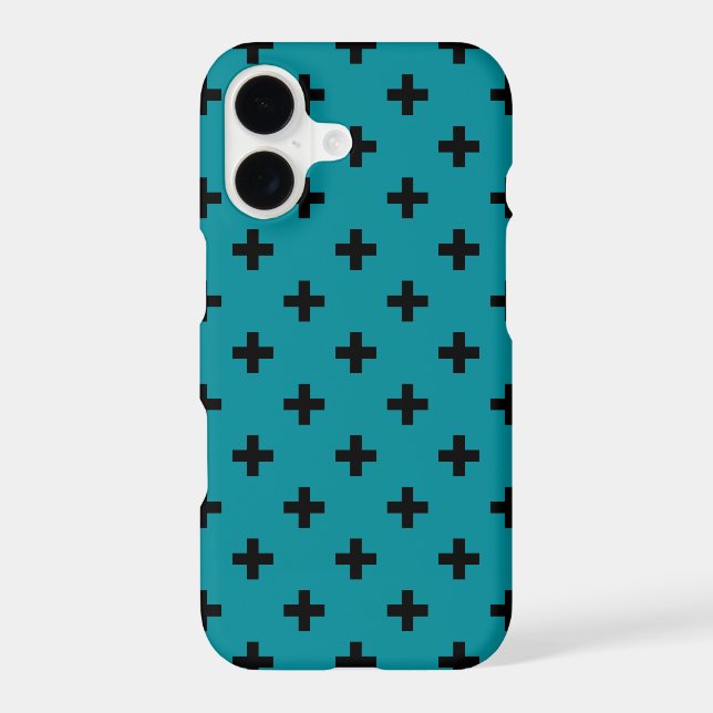 Black polka crosses on teal (Back)