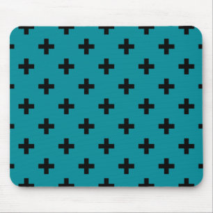 Black polka crosses on teal mouse pad