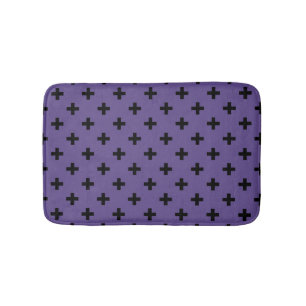 Black polka crosses on ultra violet bath mat