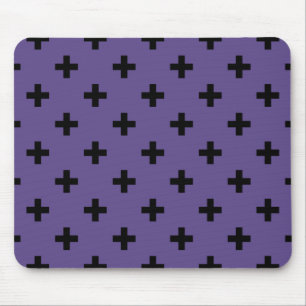 Black polka crosses on ultra violet mouse pad