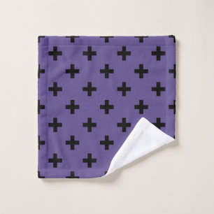 Black polka crosses on ultra violet wash cloth