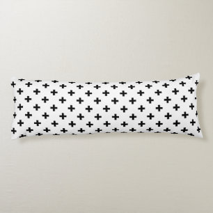 Black polka crosses on white body cushion