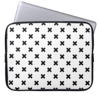 Black polka crosses on white