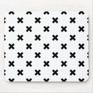 Black polka crosses on white mouse pad