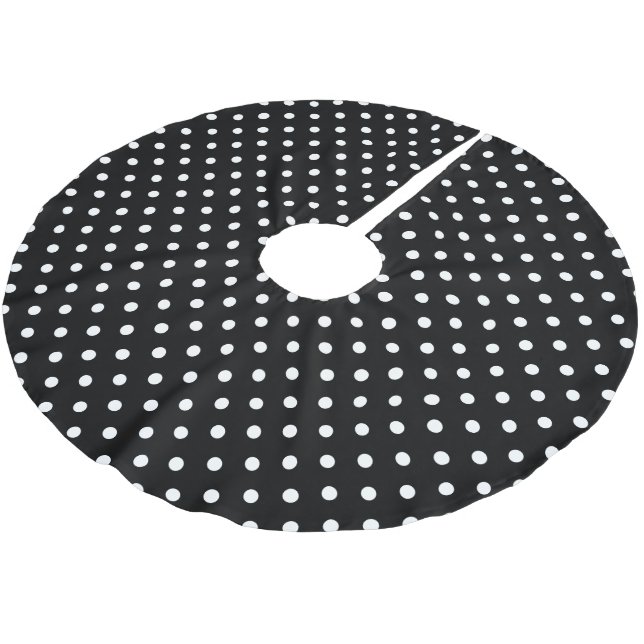 Black Polka Dot Brushed Polyester Tree Skirt (Angled)
