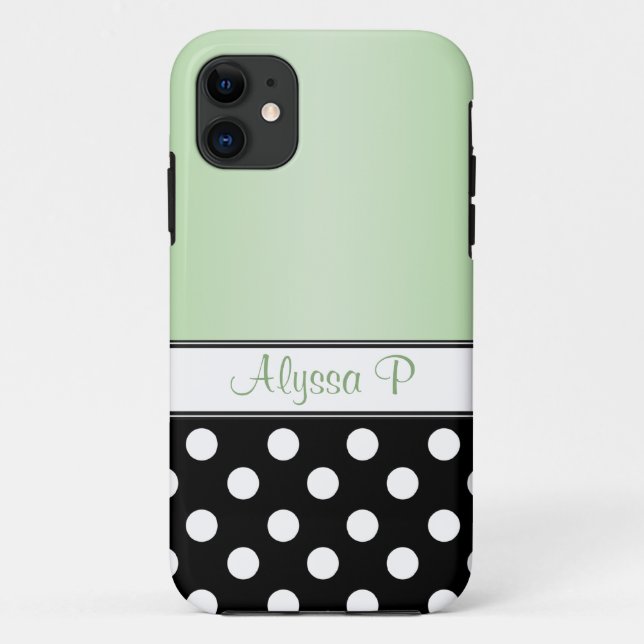Black Polka Dot Green iPhone 5 Case (Back)