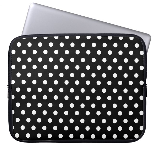 Black polka dot laptop sleeve (Front)