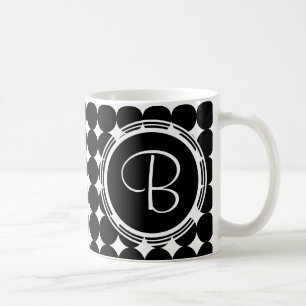 Black Polka Dot Monogram Coffee Mug