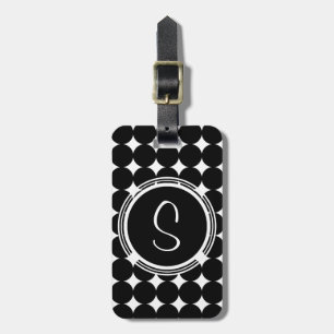 Black Polka Dot Monogram Luggage Tag
