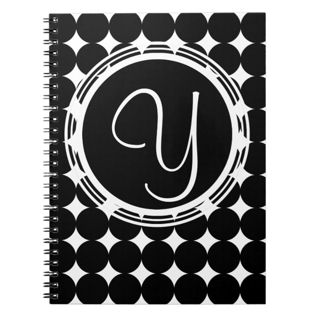 Black Polka Dot Monogram Notebook (Front)