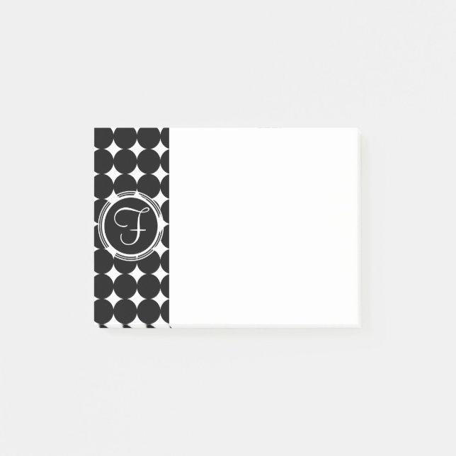 Black Polka Dot Monogram Post-it Notes (Front)