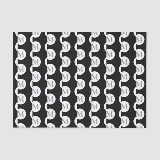 Black Polka Dot Monogram Tissue Paper (Front)