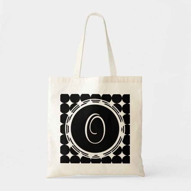 Black Polka Dot Monogram Tote Bag (Front)