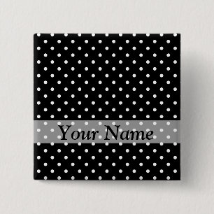 Black polka dot pattern 15 cm square badge