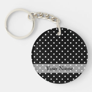 Black  polka dot pattern key ring