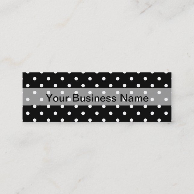 Black  polka dot pattern mini business card (Front)