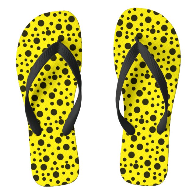 Black polka Dot Pattern on Blue Background Thongs (Footbed)