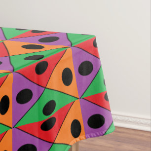 Black polka dot patterned tablecloth