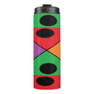 Black polka dot patterned thermal tumbler
