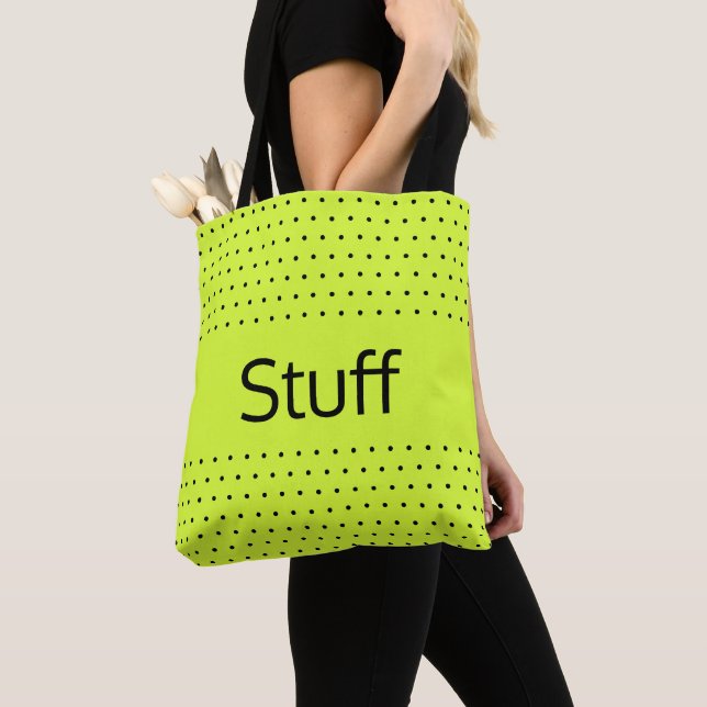 Black Polka Dot Patterned Tote Bag (Close Up)
