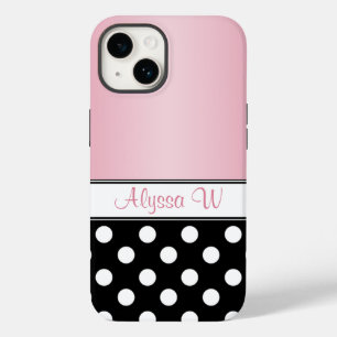 Black Polka Dot Pink Case-Mate iPhone 14 Case