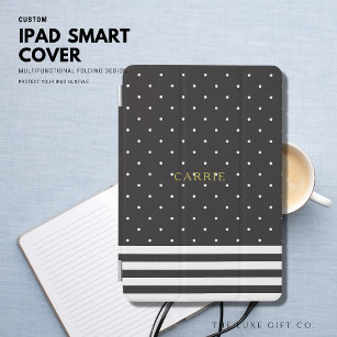 Black Polka Dot Stripe iPad Mini Cover Personalise