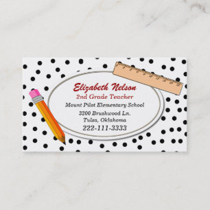 Black Polka Dot Teacher's business card