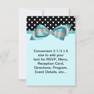 Black Polka Dot Teal Blue RSVP Template