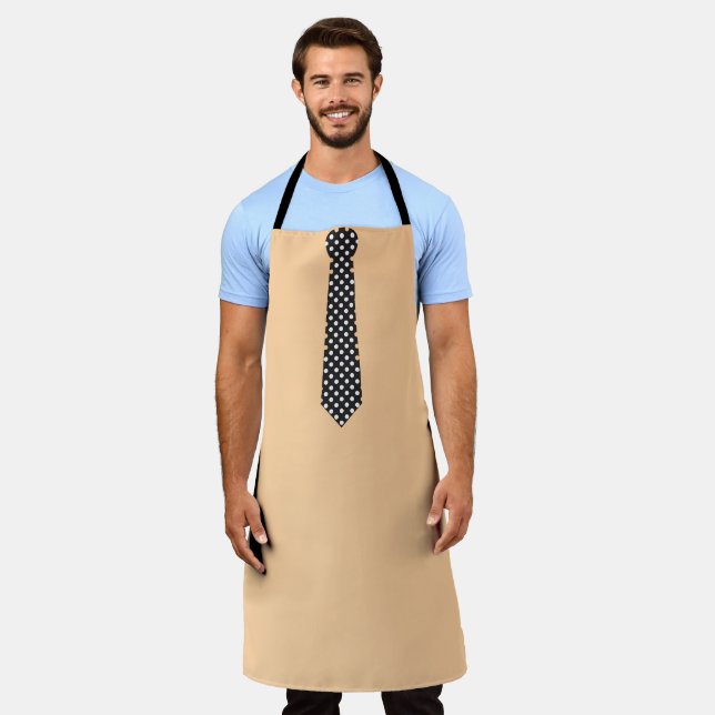 Black Polka Dot Tie Peach Novelty  Apron (Worn)