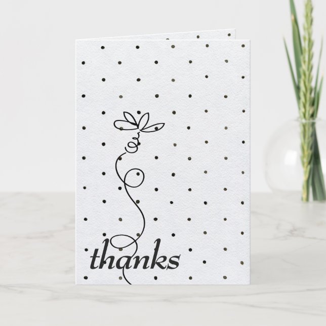black polka dots and doodle daisy thank you card (Front)