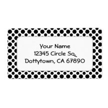 Black Polka Dots Custom Address Large Label