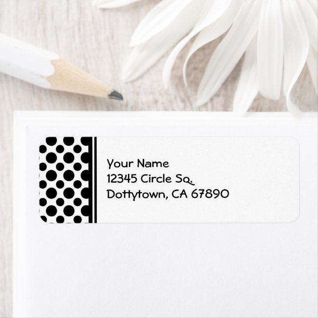Black Polka Dots Custom Return Address Label (Insitu)