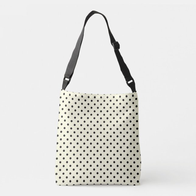 Black polka dots design on cream crossbody bag (Back)
