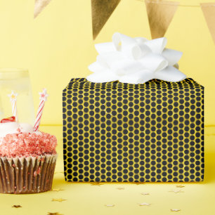 Black Polka Dots Gold Glittery Golden Elegant Cute Wrapping Paper