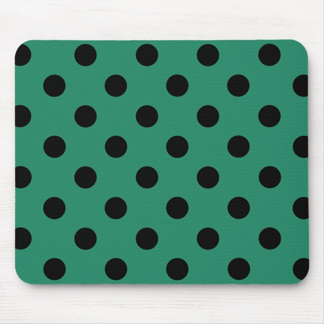 Black polka dots in green mouse pad (Front)