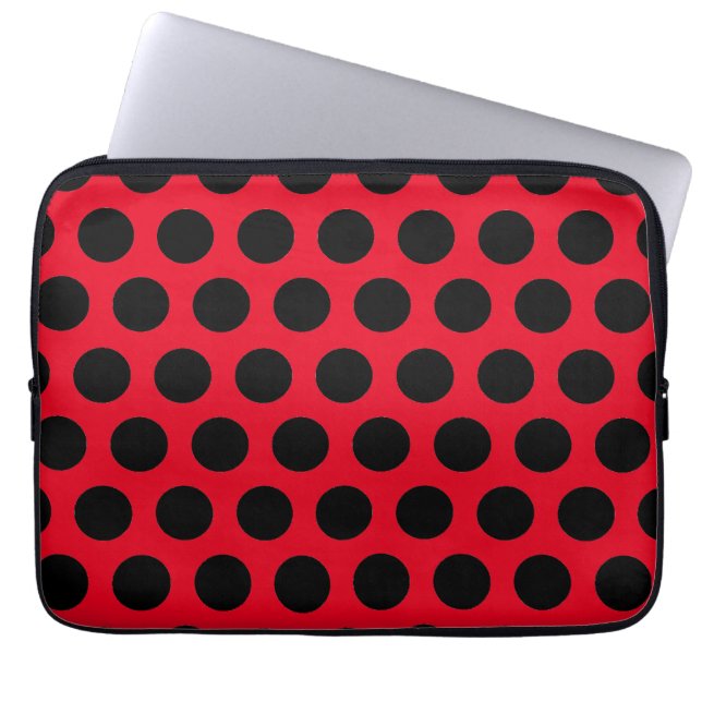 Black Polka Dots Laptop Sleeve (Front)