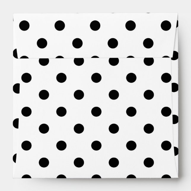 Black polka dots medium on white envelope (Back (Top Flap))