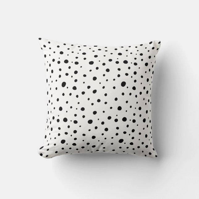 Black Polka Dots Minimal Abstract Modern Cushion (Front)