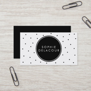 Black Polka Dots Modern Business Card