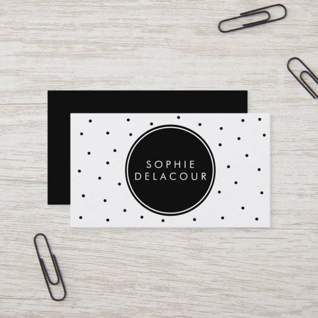 Black Polka Dots | Modern Business Card (Front/Back In Situ)
